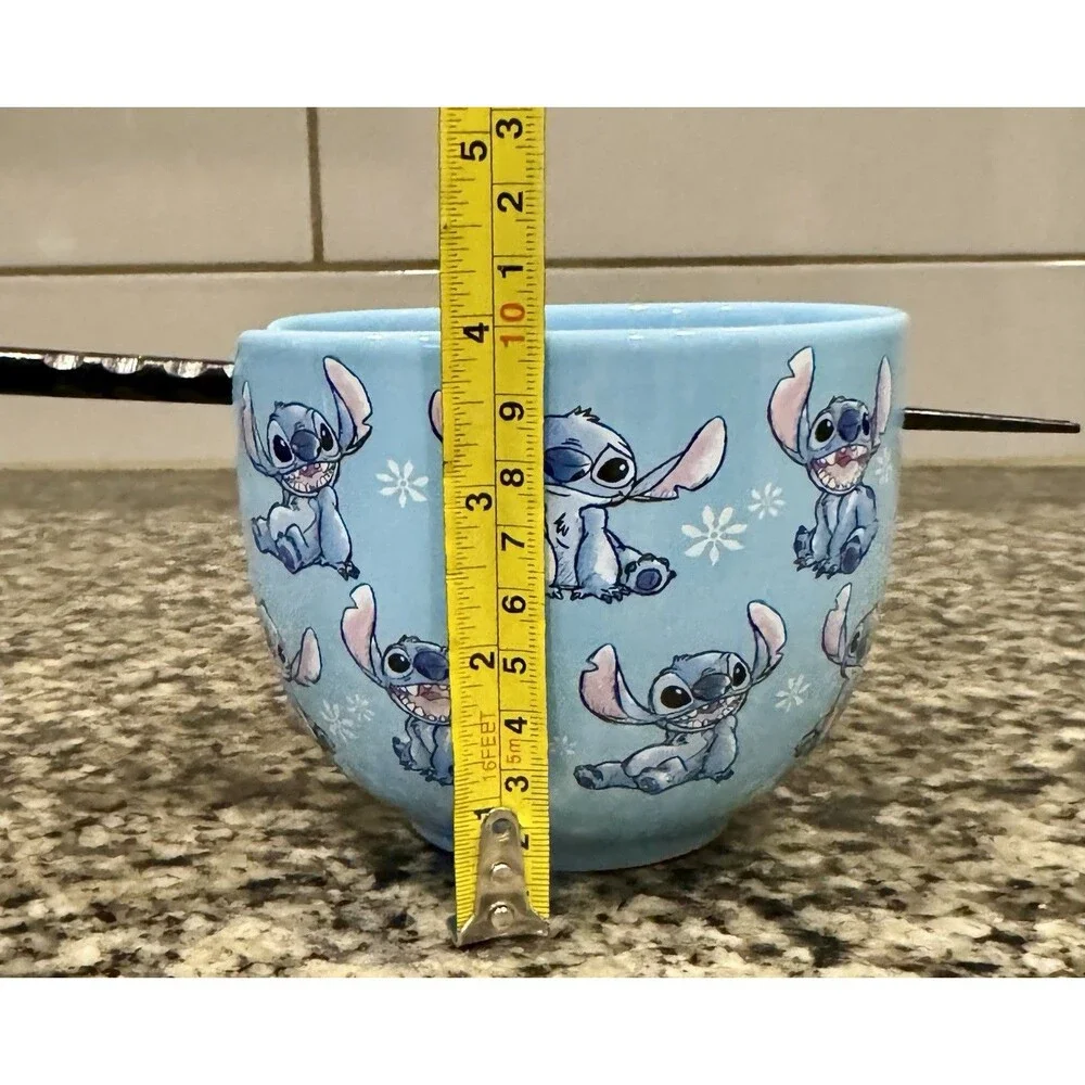 Silver Buffalo Disney Lilo Stitch 20oz Ceramic Rice Bowl & Chopstick Dinning Set